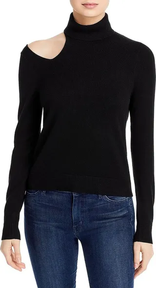 Womens Cropped Knit Turtleneck Top