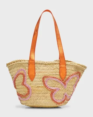 Taya Butterfly Raffia Tote Bag