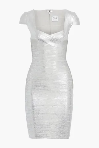 Metallic coated bandage mini dress