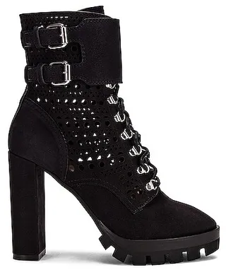 ALAÏA Perforated Military Boots in Black