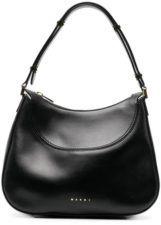 Seam-Detail Leather Shoulder Bag