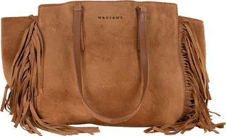 Brown suede tote bag with fringesfrom Orciani.