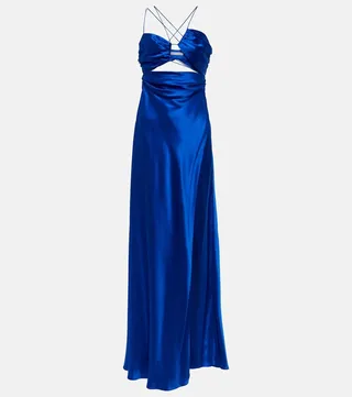 Asymmetrical cutout silk gown