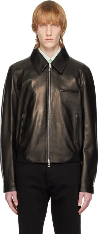 Alexander McQueen Black Zip-Up Leather Jacket