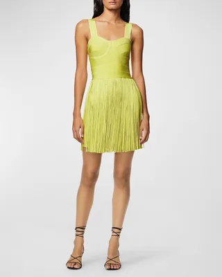 Bustier Fringe Recycled Bandage Mini Dress