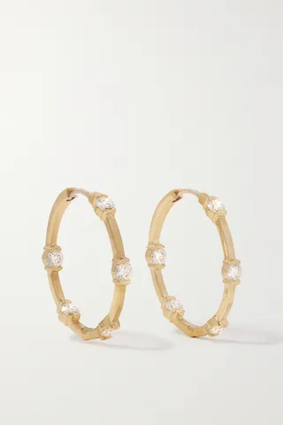 Melissa Kaye - Zea 18-karat Gold Diamond Hoop Earrings - One size