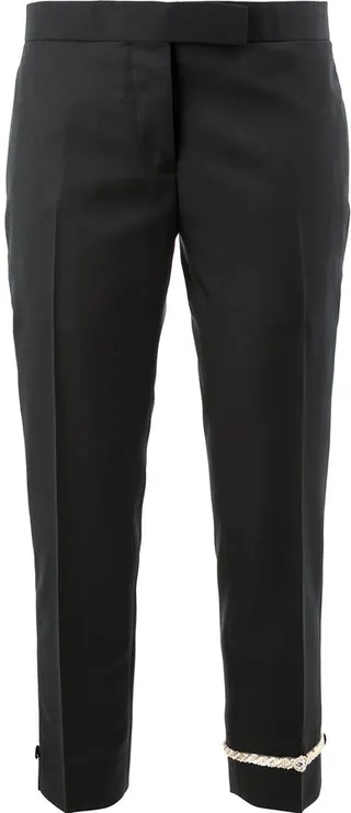Embroidered Ankle Cropped Trousers