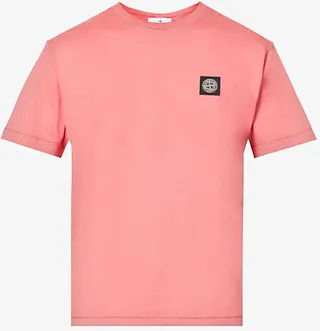 Mens Sage Logo-patch Regular-fit Cotton-jersey T-shirt Xxxl
