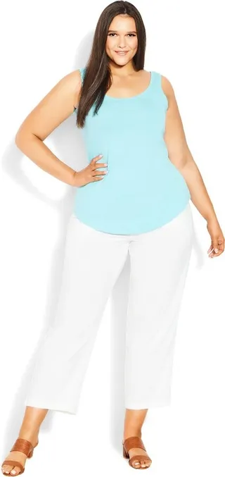AVENUE| Women's Plus Size Plain Essential Tank - light aqua - 18W