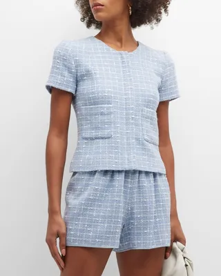 Short-Sleeve Tweed Jacket