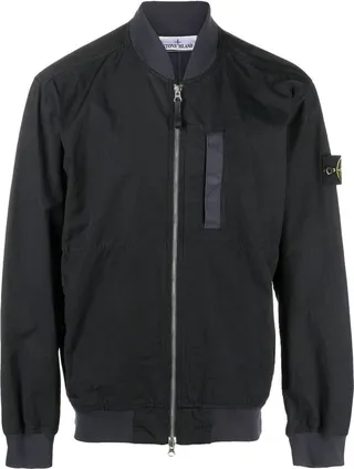 Logo-Patch Zip-Up Bomber Jacket