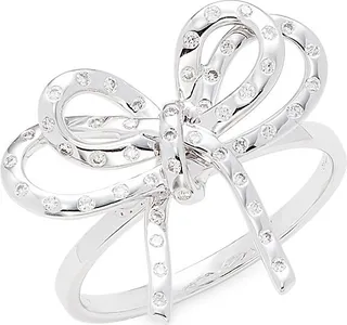 Romance 18K White Gold & 0.19 TCW Diamond Bow Ring