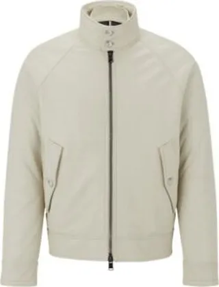 Nappa-leather Harrington jacket with down filling