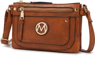MKF Collection by Mia K Elaina Multi Pocket Crossbody Handbag - Brown