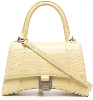 Hourglass crocodile-embossed shoulder bag