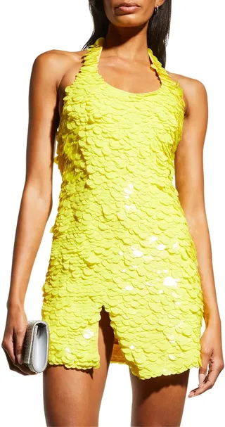 Allium Sequin Halter Mini Dress