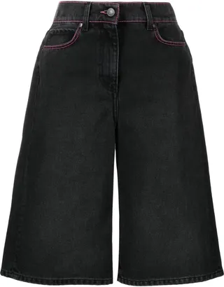 Wide-Leg Denim Shorts