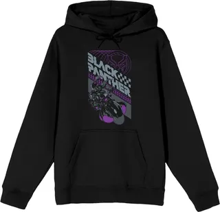 Marvel Universe Black Panther Men's Black Graphic Hoodie-Small