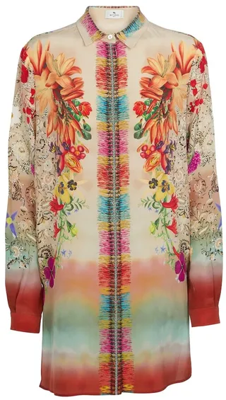 Floral silk crepe de chine minidress