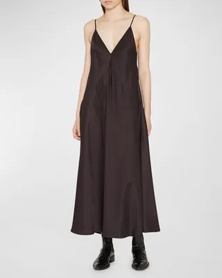 V-Neck Viscose Slip Dress