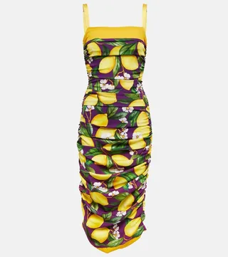 Printed silk-blend midi dress