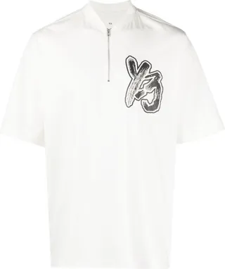 zipped logo-print T-shirt