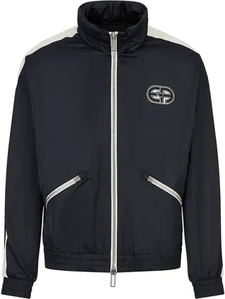 Blue Bomber Jacket With Logo