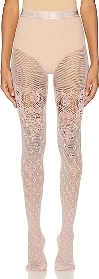 Wolford Fleur Net Tight in Rose
