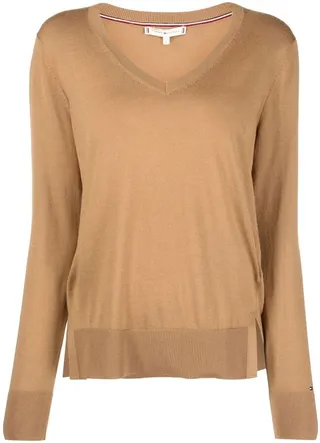 V-neck fine-knit jumper