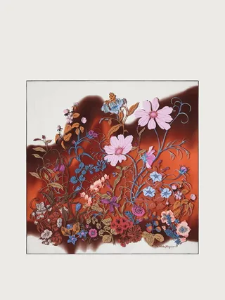 Ferragamo Women Corisia print silk foulard Brown