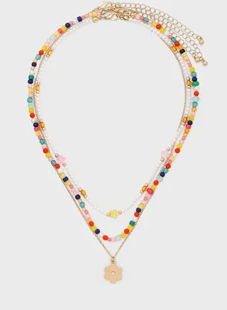 3 Pack Floral Beaded Necklace