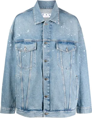 Oversized Splatter-Detail Denim Jacket