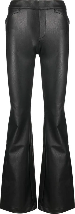 Black Faux Leather Flared Trousers