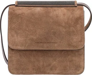 Brunello Cucinelli Logo Detailed Studded Crossbody Bag
