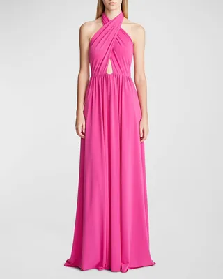 Jenifer Keyhole Halter Jersey Gown