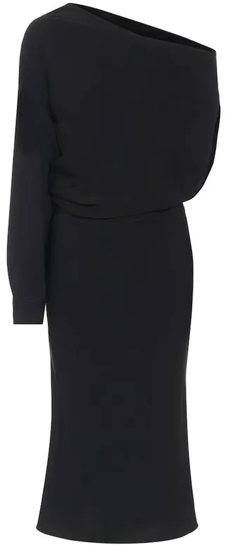 One-shoulder crepe dress