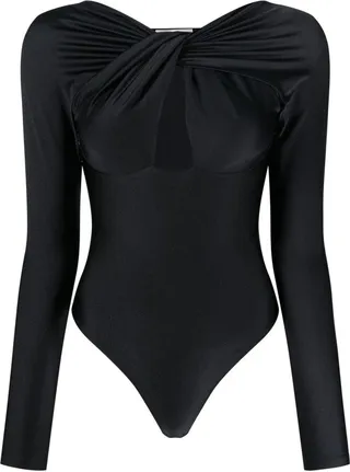 Twist-Detail Keyhole-Neck Bodysuit
