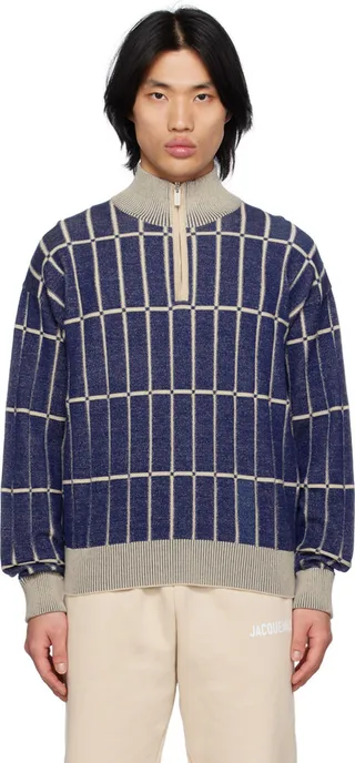 Jacquemus Navy Le Raphia 'Le Pull Malha' Sweater