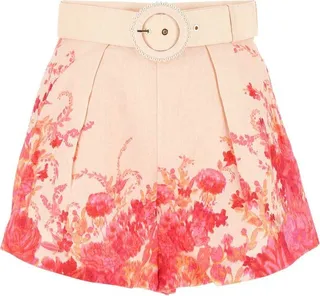 Zimmermann High Tide Belted Tuck Shorts