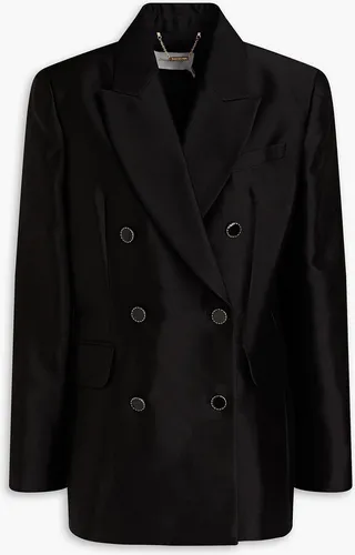 Double-breasted wool and silk-blend blazer