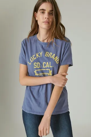 Lucky Brand Logo Boyfriend Graphic Crew