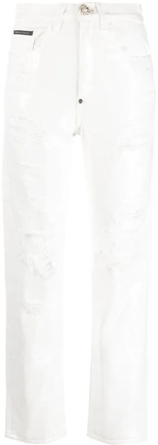 Paillettes Mom-fit distressed jeans