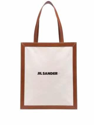 + Logo Leather-Trim Tote