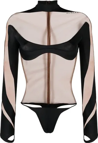 Illusion high-neck sheer bodysuit