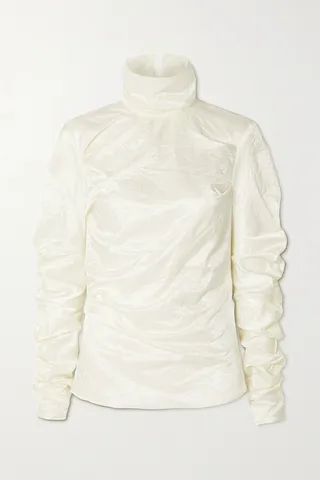 Acne Studios - Crinkled-satin Turtleneck Top - White
