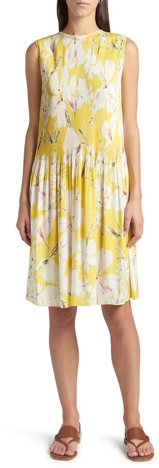 Flower-Print Plisse Dress