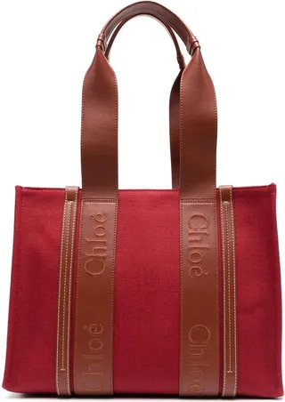 Linen Embroidered-Logo Tote Bag