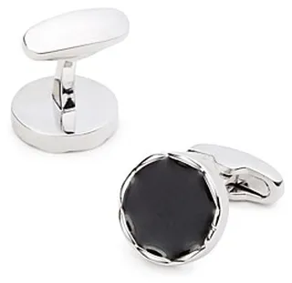 Link Up Wave Rim Round Cufflinks