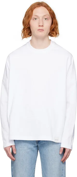 Calvin Klein White Relaxed-Fit Long Sleeve T-Shirt