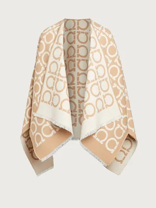 Ferragamo Women Gancini print cape Beige